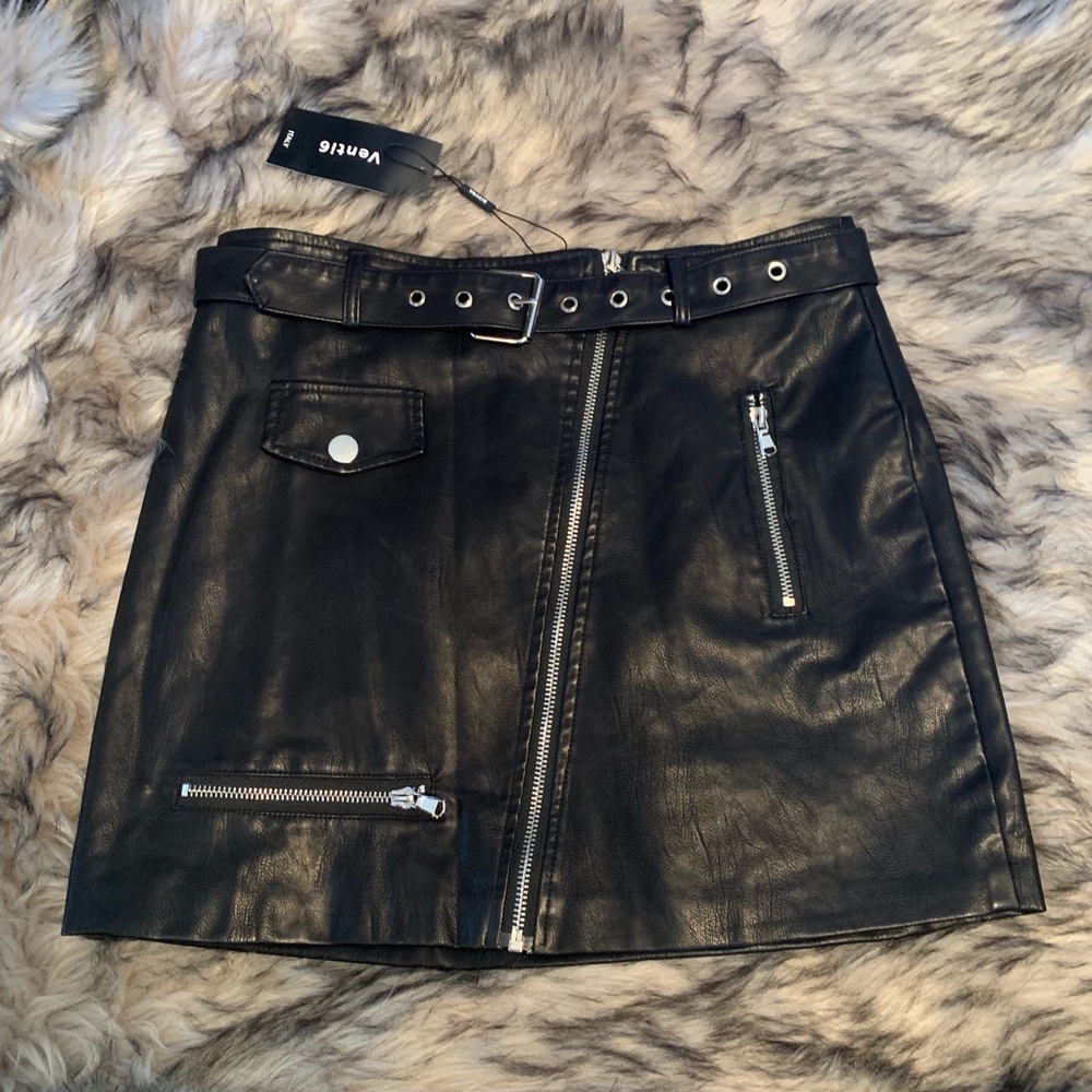 NWT Black Faux Leather Skirt